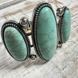 Plunder Turquoise Hinged‎ Bangle Statement Bracelet